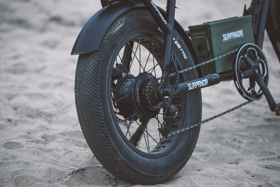 Electric bike tire close-up